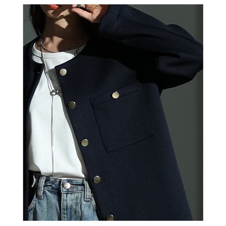 大人リュクスな品格纏うノーカラーストレッチジャケット レディース ファッション | Sawa a la mode | 詳細画像15 