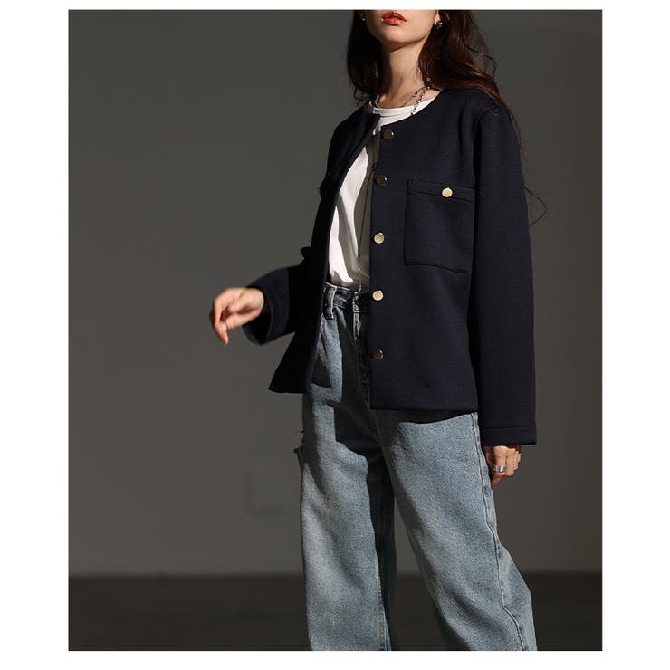 大人リュクスな品格纏うノーカラーストレッチジャケット レディース ファッション | Sawa a la mode | 詳細画像20 