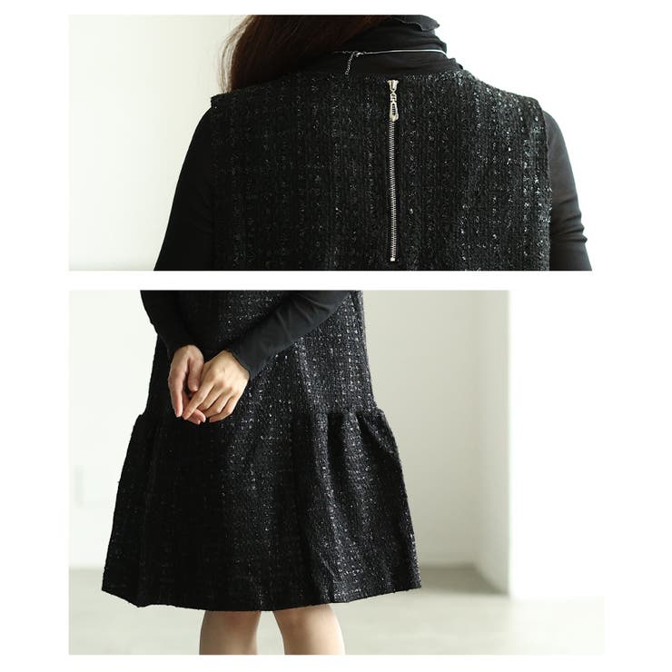 歩くたびに心弾むツイードティアードフレアミニワンピース レディース ファッション | Sawa a la mode | 詳細画像5 