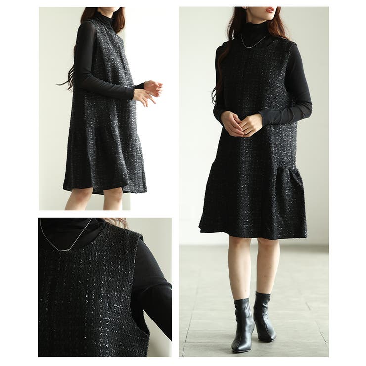 歩くたびに心弾むツイードティアードフレアミニワンピース レディース ファッション | Sawa a la mode | 詳細画像17 