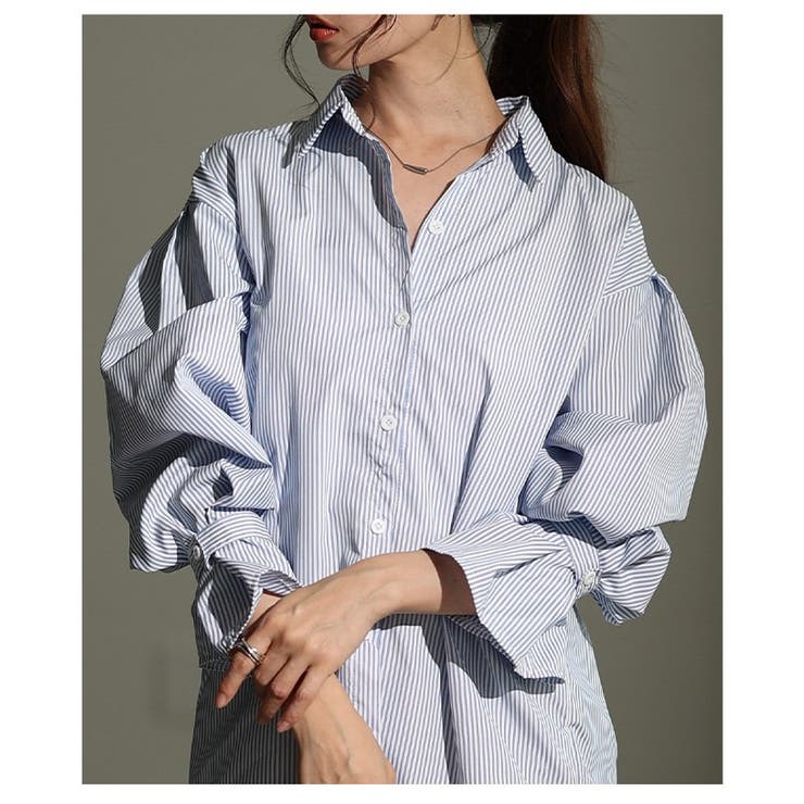 都会的フェミニンなストライプ柄キャンディースリーブシャツ レディース ファッショ… | Sawa a la mode | 詳細画像14 