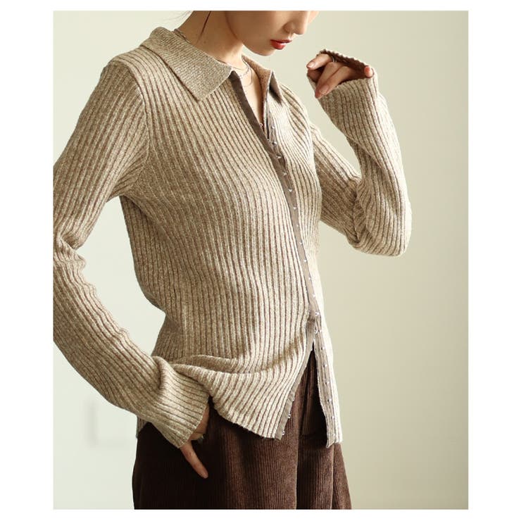 大人のニュアンスを与えるミックスニットホック付きポロトップス レディース | Sawa a la mode | 詳細画像4 