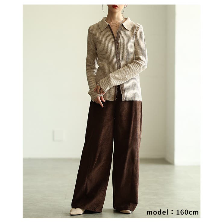 大人のニュアンスを与えるミックスニットホック付きポロトップス レディース | Sawa a la mode | 詳細画像7 