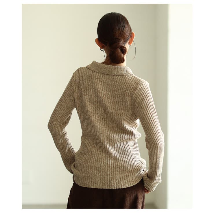 大人のニュアンスを与えるミックスニットホック付きポロトップス レディース | Sawa a la mode | 詳細画像8 