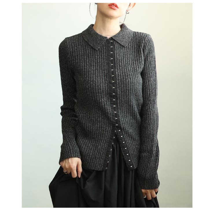 大人のニュアンスを与えるミックスニットホック付きポロトップス レディース | Sawa a la mode | 詳細画像22 