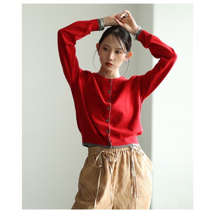 差し色バイカラーニットカーディガン レディース ファッション | Sawa a la mode | 詳細画像16 