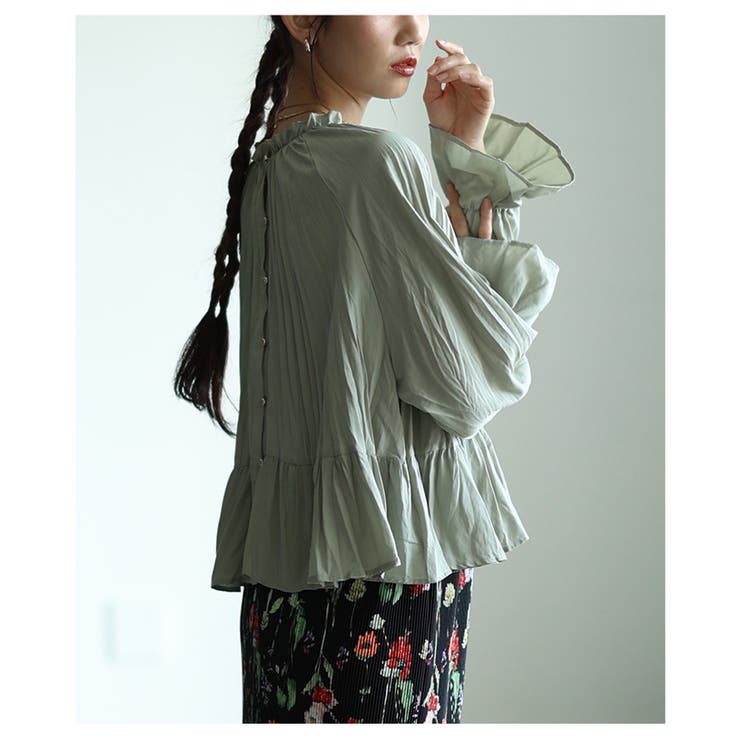 前後で楽しめる2wayシャーリングペプラムブラウス レディース ファッション | Sawa a la mode | 詳細画像4 
