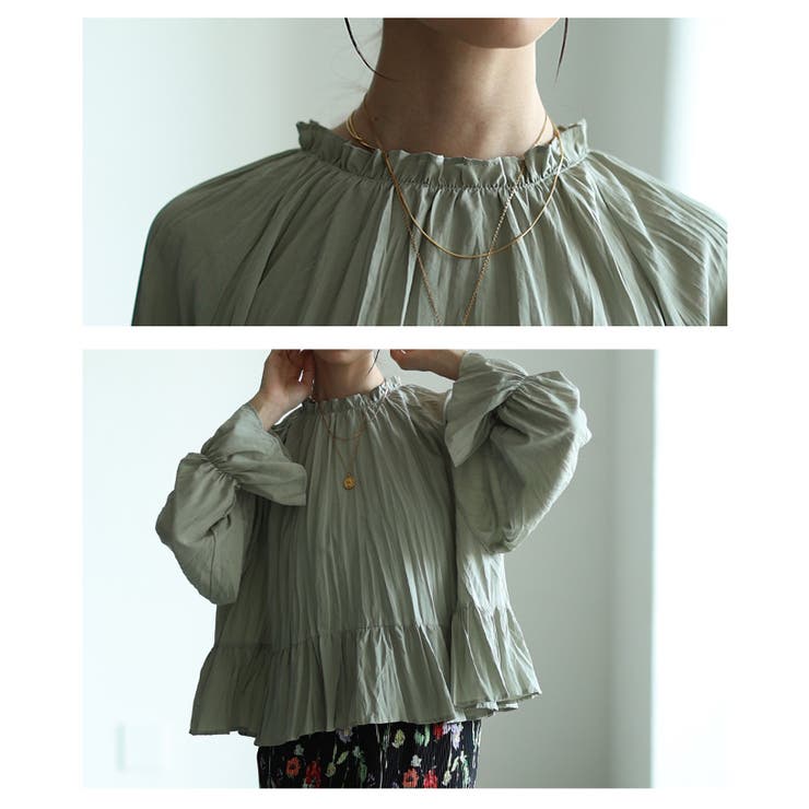 前後で楽しめる2wayシャーリングペプラムブラウス レディース ファッション | Sawa a la mode | 詳細画像5 