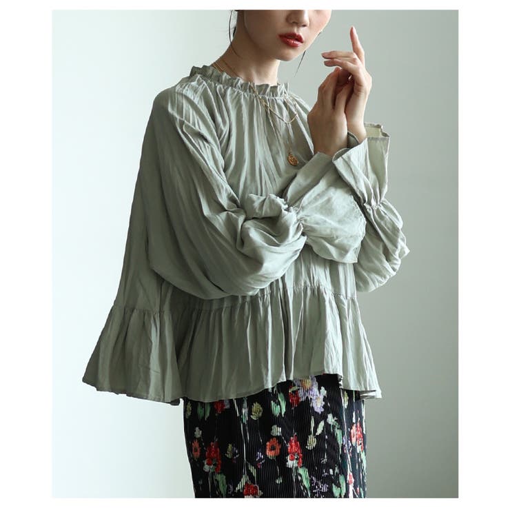 前後で楽しめる2wayシャーリングペプラムブラウス レディース ファッション | Sawa a la mode | 詳細画像12 