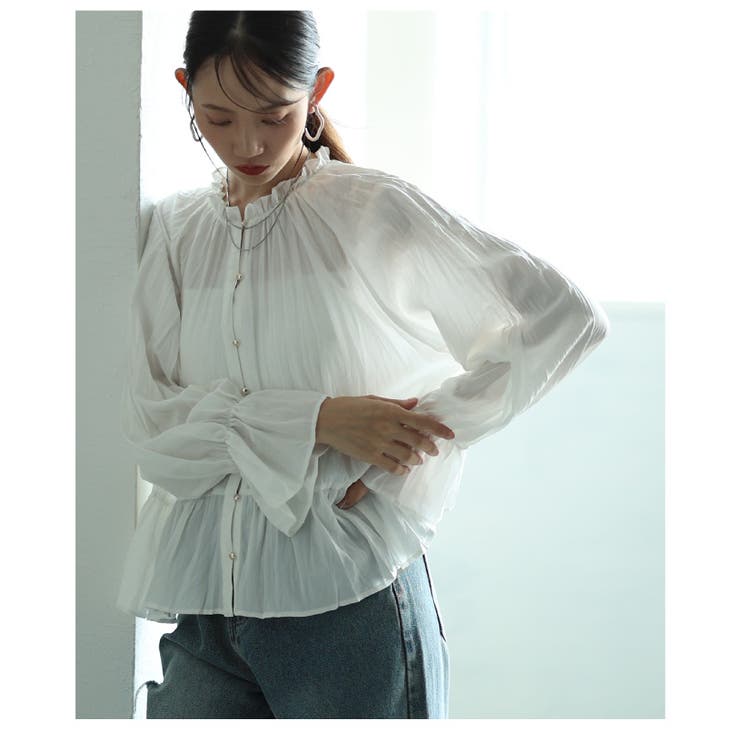 前後で楽しめる2wayシャーリングペプラムブラウス レディース ファッション | Sawa a la mode | 詳細画像20 