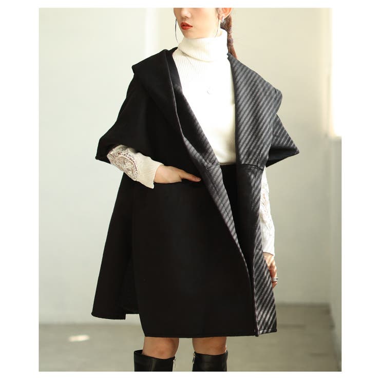 羽織るだけでサマになるフード付きポンチョジャケット レディース ファッション | Sawa a la mode | 詳細画像4 