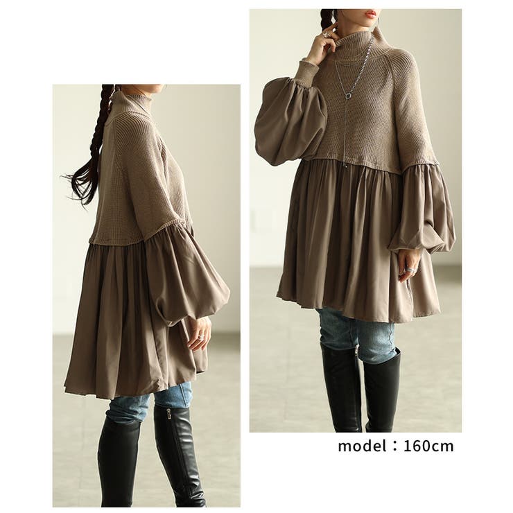 揺れ感楽しむボリュームスリーブチュニック ニット ブラウス | Sawa a la mode | 詳細画像10 