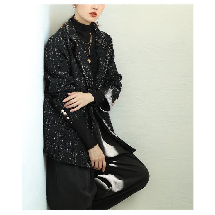 羽織るだけでサマになるツイードテーラードジャケット レディース ファッション | Sawa a la mode | 詳細画像4 