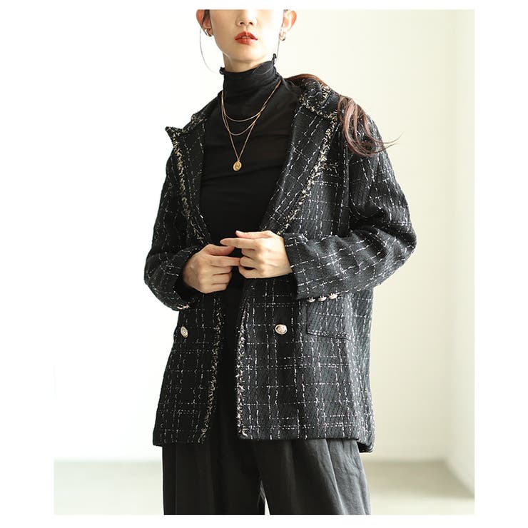 羽織るだけでサマになるツイードテーラードジャケット レディース ファッション | Sawa a la mode | 詳細画像8 