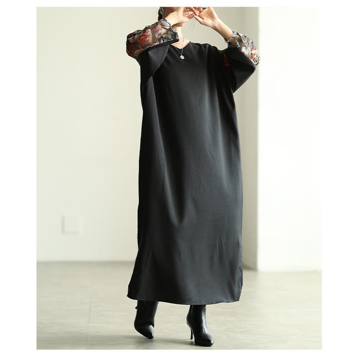 ドラマティックに彩るスリーブ刺繍Vネックワンピース レディース ファッション | Sawa a la mode | 詳細画像11 