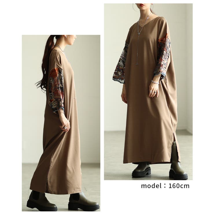 ドラマティックに彩るスリーブ刺繍Vネックワンピース レディース ファッション | Sawa a la mode | 詳細画像15 