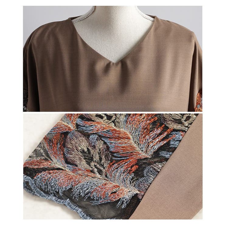 ドラマティックに彩るスリーブ刺繍Vネックワンピース レディース ファッション | Sawa a la mode | 詳細画像23 