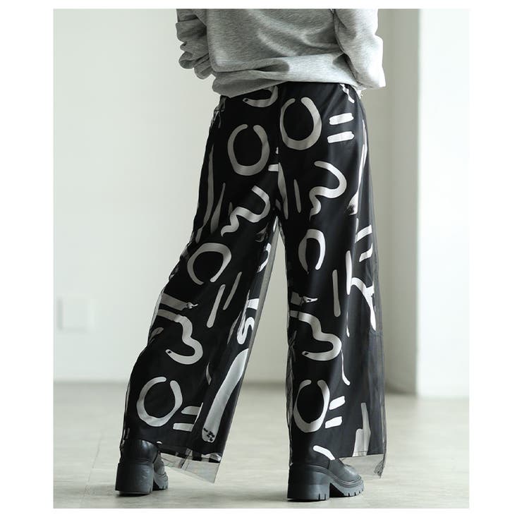 アートを纏うペイントプリントチュールレイヤードワイドパンツ レディース ファッシ… | Sawa a la mode | 詳細画像13 