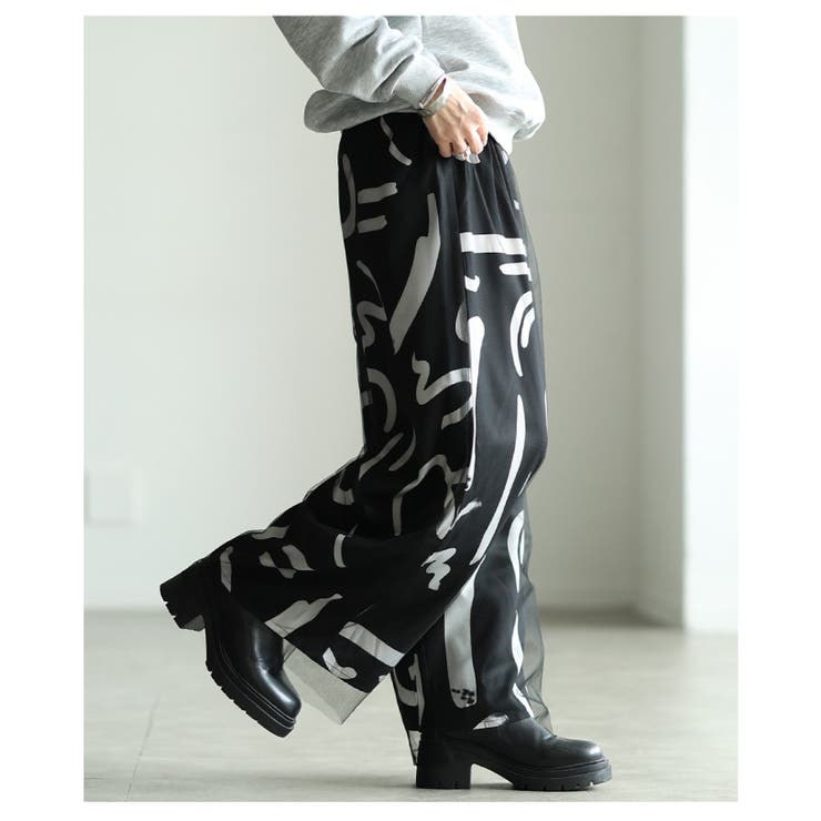 アートを纏うペイントプリントチュールレイヤードワイドパンツ レディース ファッシ… | Sawa a la mode | 詳細画像18 