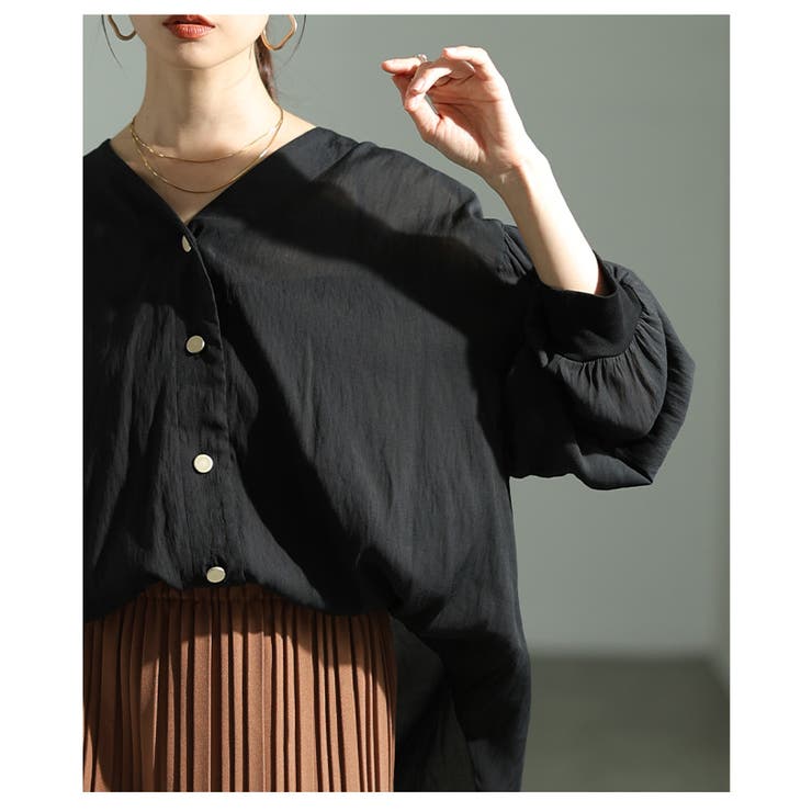 大人の抜け感纏うVネックフィッシュテールシアーブラウス レディース ファッション | Sawa a la mode | 詳細画像9 