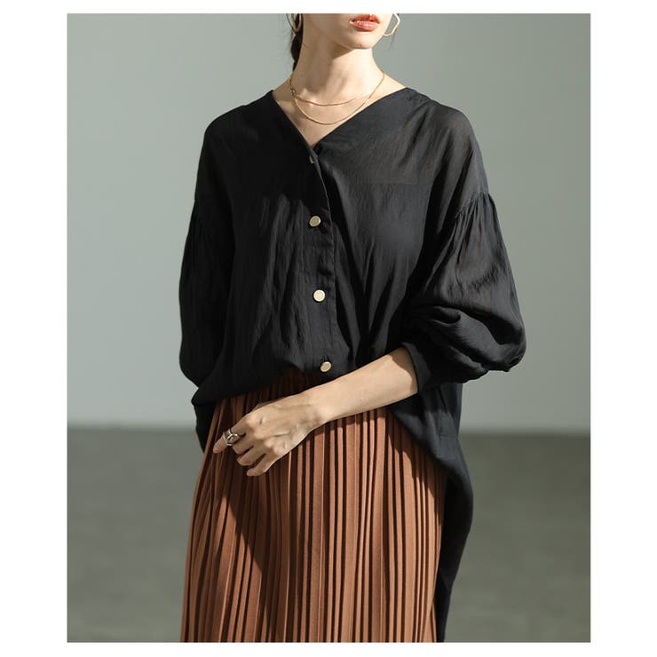 大人の抜け感纏うVネックフィッシュテールシアーブラウス レディース ファッション | Sawa a la mode | 詳細画像10 