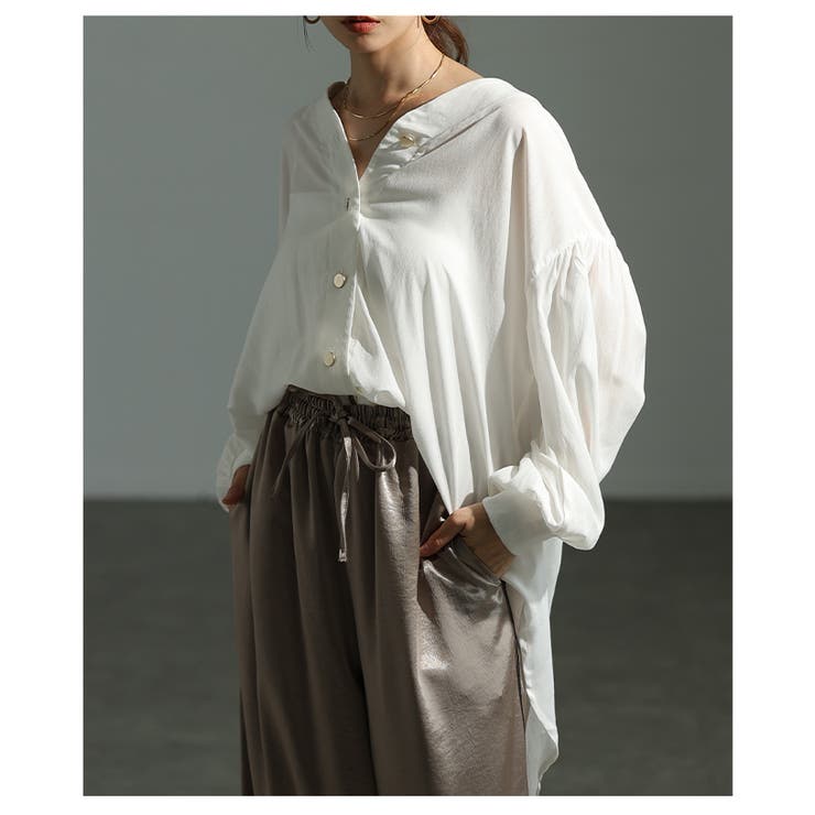 大人の抜け感纏うVネックフィッシュテールシアーブラウス レディース ファッション | Sawa a la mode | 詳細画像21 