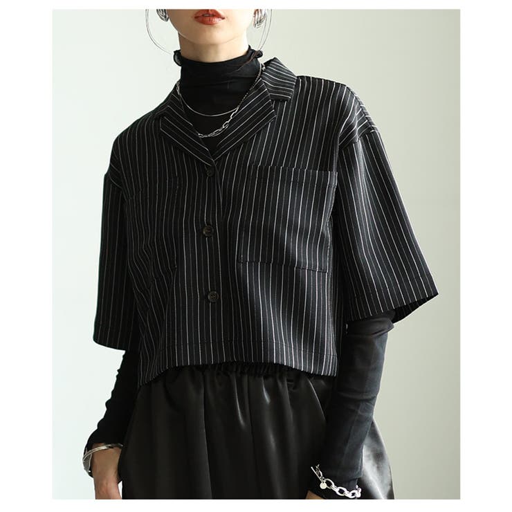 後ろ姿にヒトクセ足すバックジップストライプジャケット レディース ファッション | Sawa a la mode | 詳細画像9 