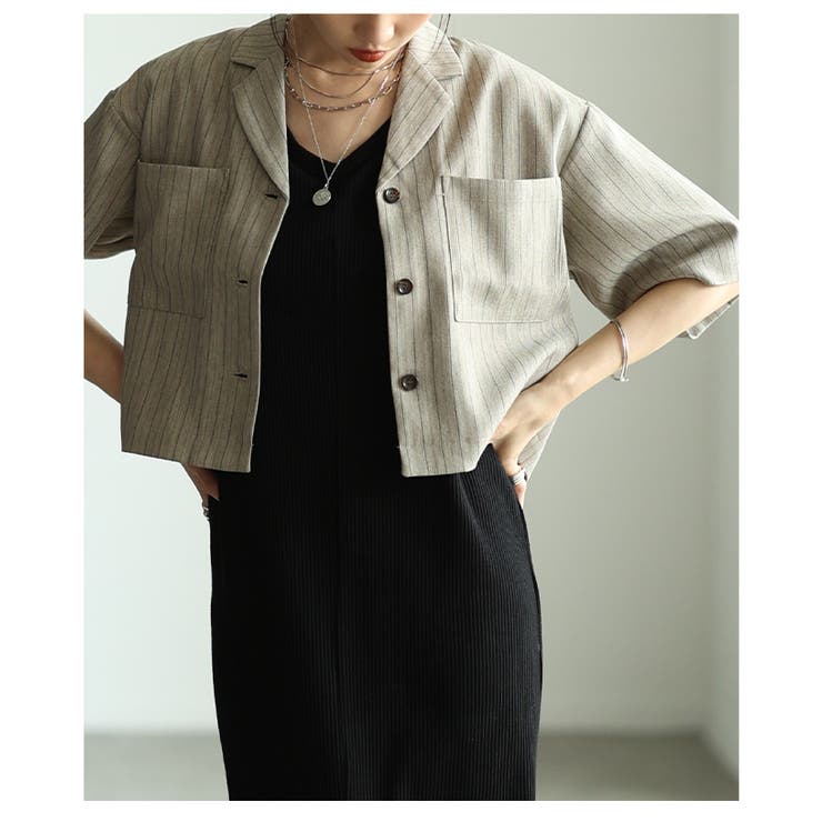 後ろ姿にヒトクセ足すバックジップストライプジャケット レディース ファッション | Sawa a la mode | 詳細画像22 