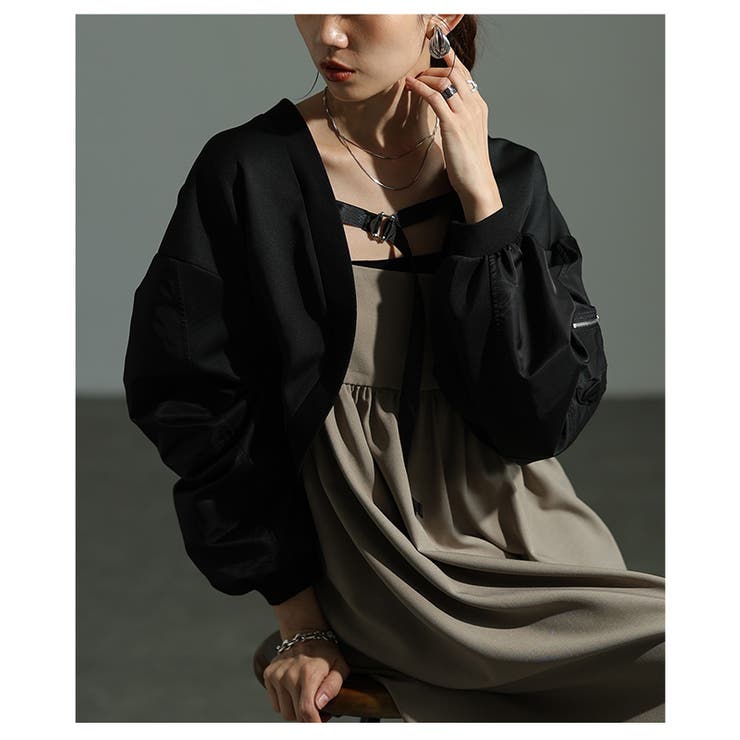 モードな雰囲気漂う異素材MA 1ボレロブルゾン レディース | Sawa a la mode | 詳細画像12 