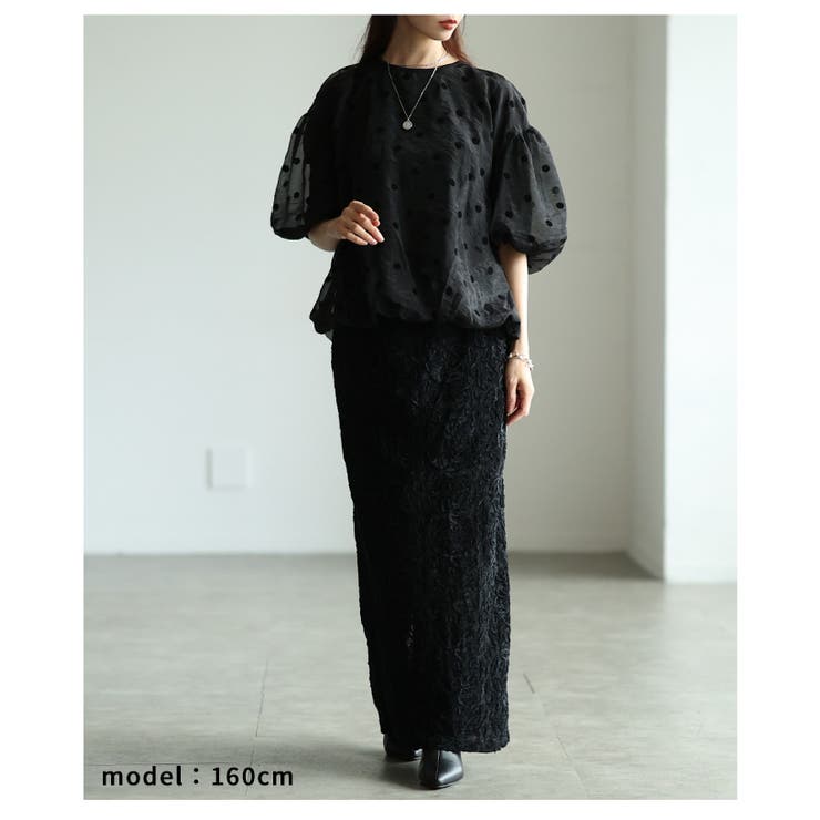 夢見心地なフロッキードットオーガンジーバルーントップス レディース ファッション | Sawa a la mode | 詳細画像8 