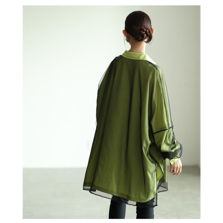 モードに揺れるオーガンジーレイヤードオーバーシャツ レディース ファッション | Sawa a la mode | 詳細画像19 