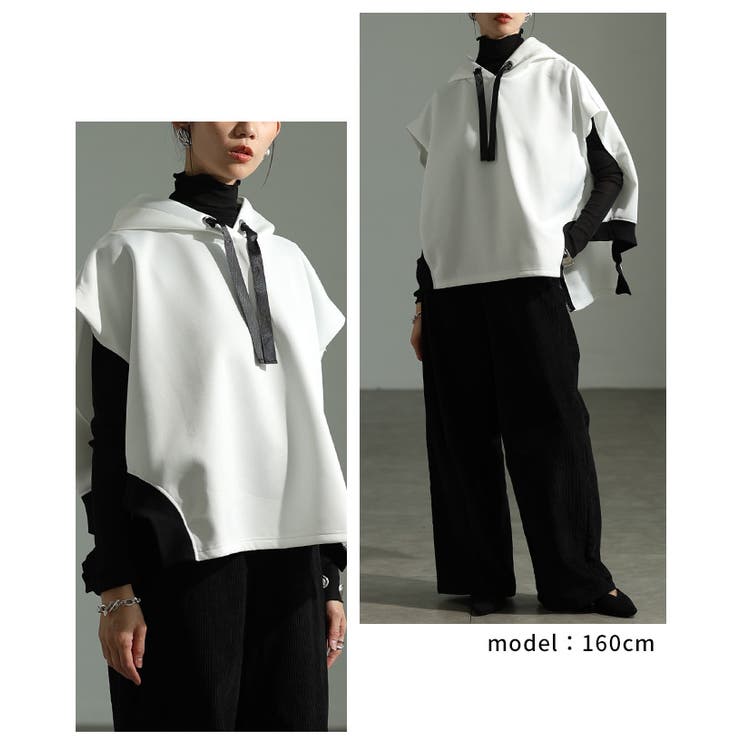 後ろ姿もお洒落に見せるアシンメトリードルマンバックZIPパーカー