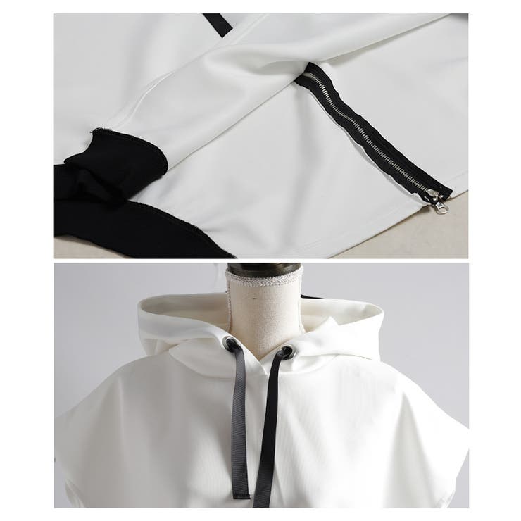 後ろ姿もお洒落に見せるアシンメトリードルマンバックZIPパーカー