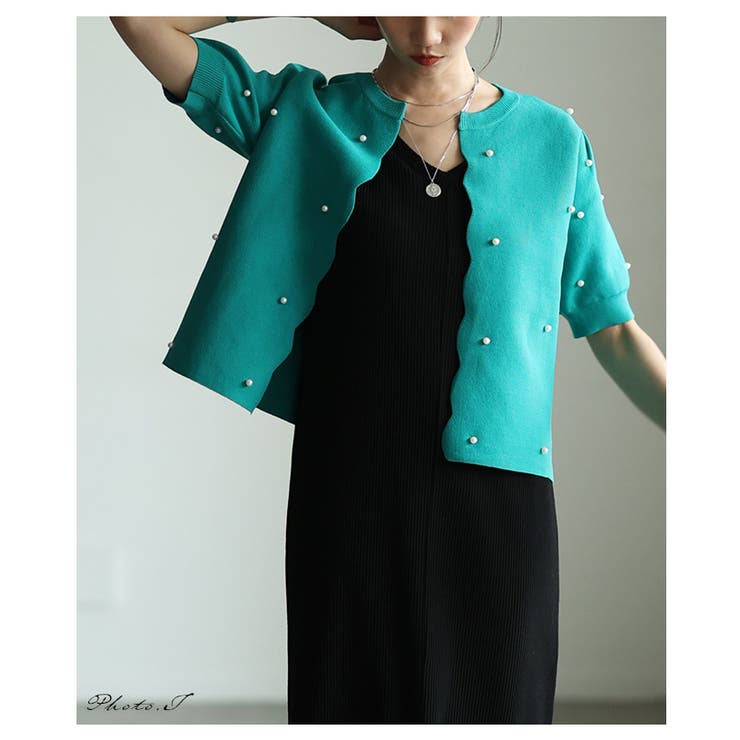 纏うだけで華やぐパールドットスポンジニットカーディガン レディース ファッション | Sawa a la mode | 詳細画像2 