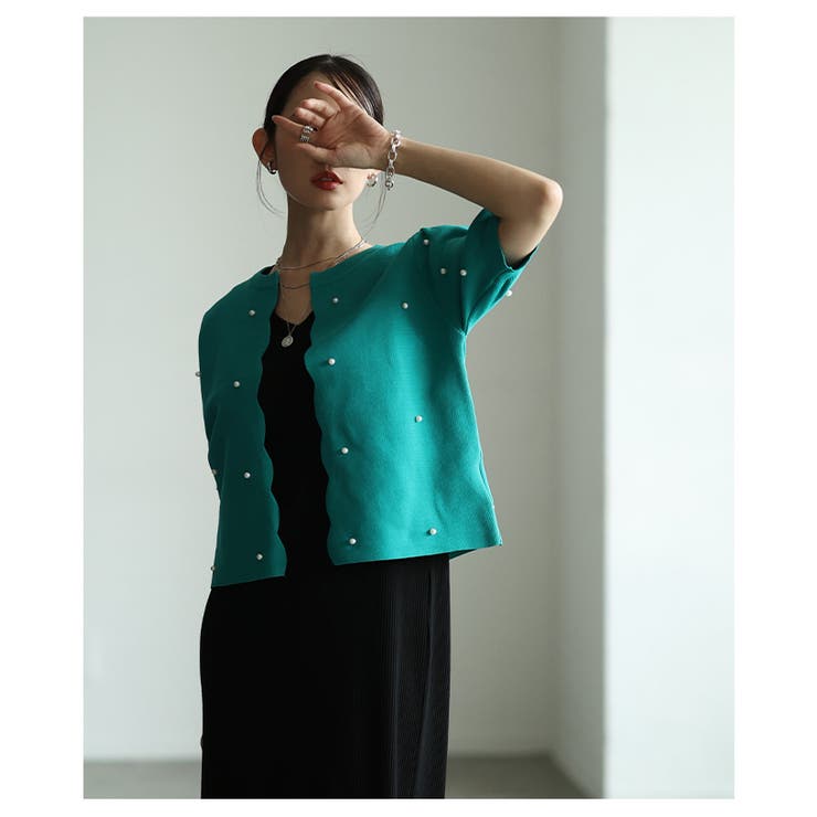 纏うだけで華やぐパールドットスポンジニットカーディガン レディース ファッション | Sawa a la mode | 詳細画像9 