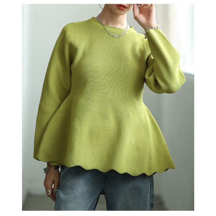 愛されシルエット纏うスポンジニットペプラムトップス レディース ファッション | Sawa a la mode | 詳細画像8 