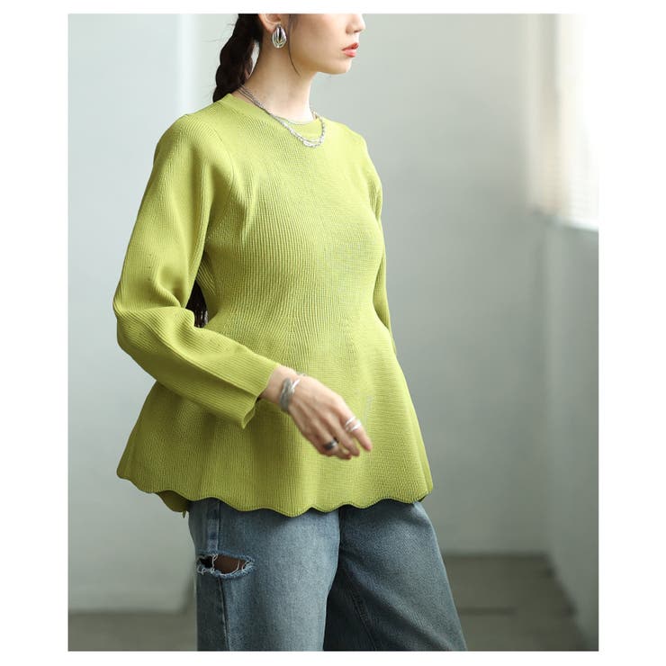 愛されシルエット纏うスポンジニットペプラムトップス レディース ファッション | Sawa a la mode | 詳細画像9 