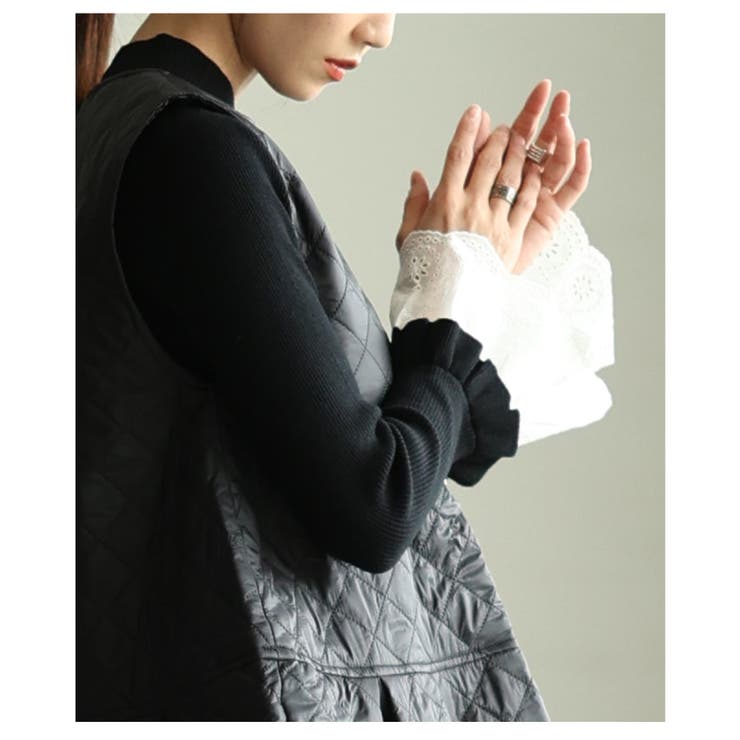 手元の華やぎに惚れるフレアレーススリーブリブニットトップス レディース | Sawa a la mode | 詳細画像9 