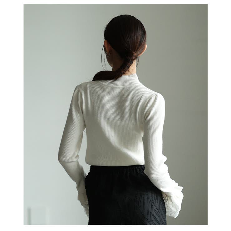 手元の華やぎに惚れるフレアレーススリーブリブニットトップス レディース | Sawa a la mode | 詳細画像22 