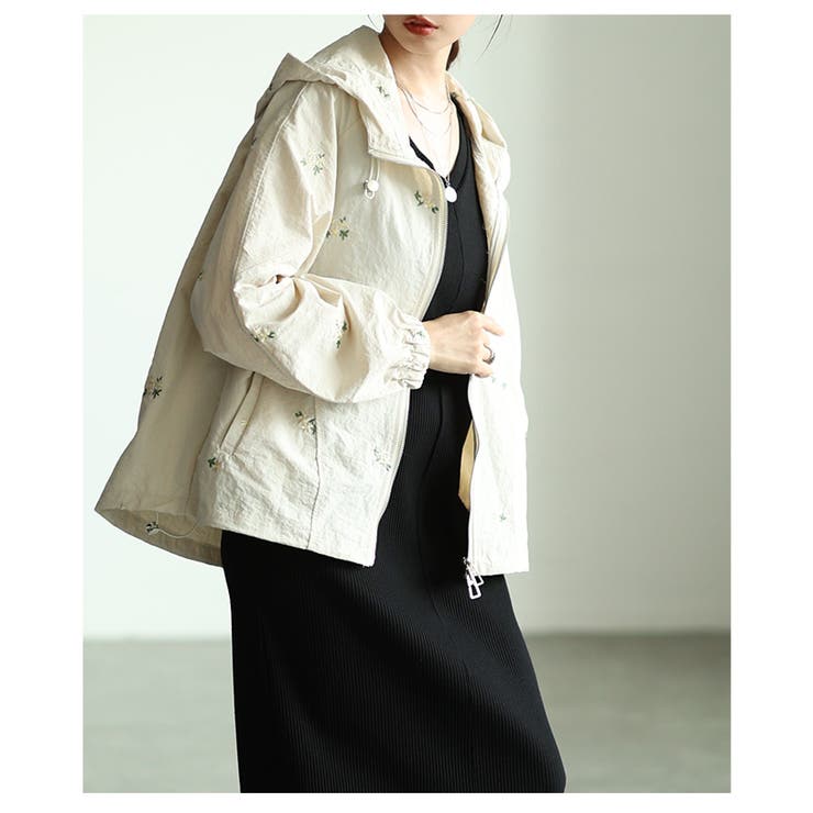 繊細な甘さ漂う花柄刺繍撥水加工マウンテンパーカー レディース ファッション | Sawa a la mode | 詳細画像8 