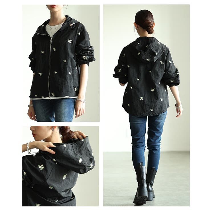 繊細な甘さ漂う花柄刺繍撥水加工マウンテンパーカー レディース ファッション | Sawa a la mode | 詳細画像19 