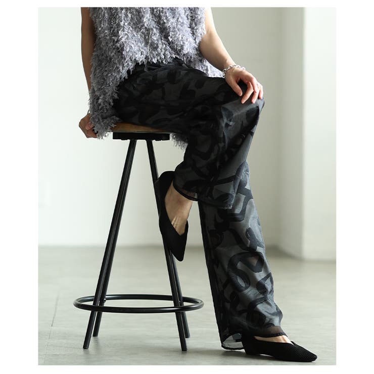 モードな遊び心を纏うペイント柄チュールレイヤードワイドパンツ レディース ファッ… | Sawa a la mode | 詳細画像12 
