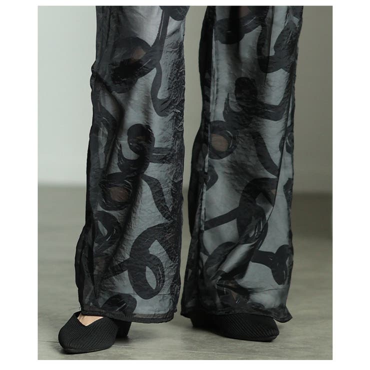 モードな遊び心を纏うペイント柄チュールレイヤードワイドパンツ レディース ファッ… | Sawa a la mode | 詳細画像21 