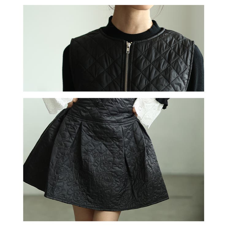 カジュアルな甘さ漂うダイヤ×花柄キルティングワンピース レディース ファッション | Sawa a la mode | 詳細画像5 