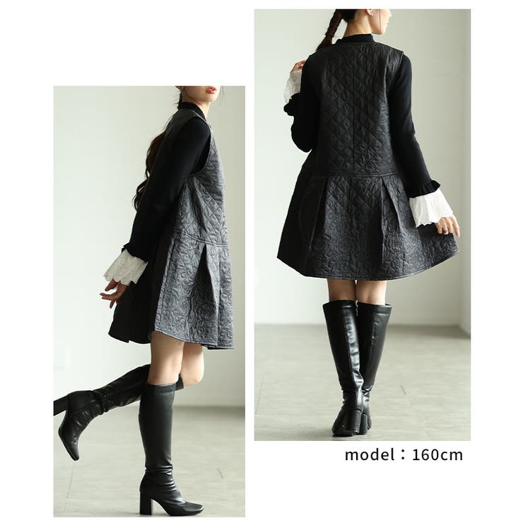 カジュアルな甘さ漂うダイヤ×花柄キルティングワンピース レディース ファッション | Sawa a la mode | 詳細画像10 