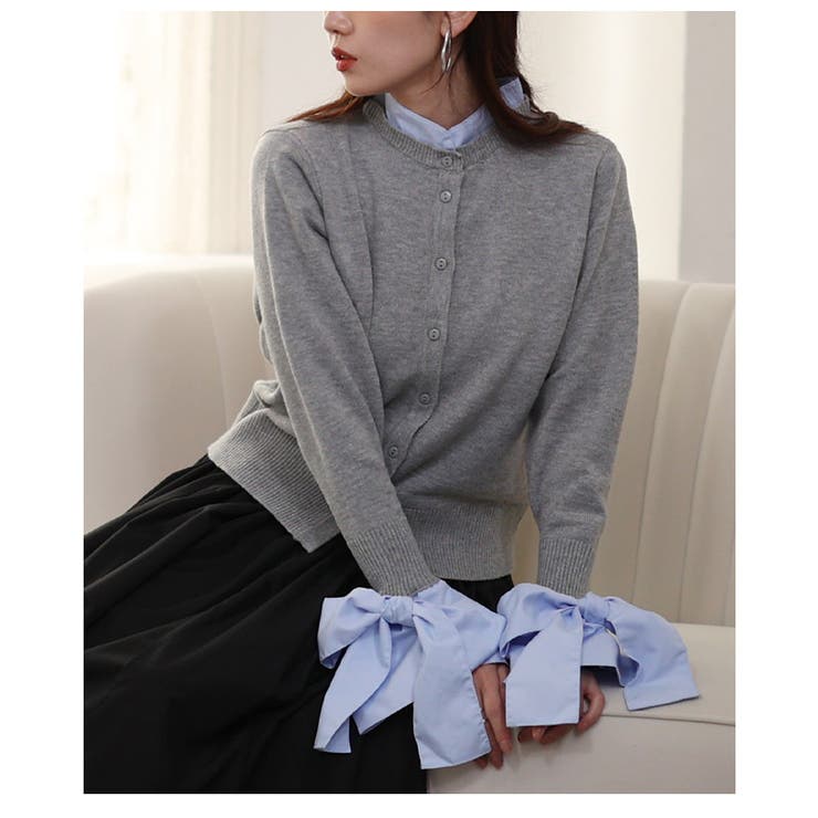重ね着いらずのレイヤード風袖リボンカーディガン レディース ファッション | Sawa a la mode | 詳細画像22 
