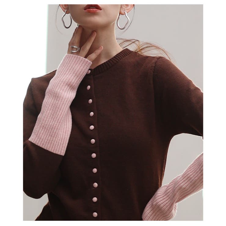 ディテールに拘った配色スリーブニットカーディガン レディース ファッション | Sawa a la mode | 詳細画像18 