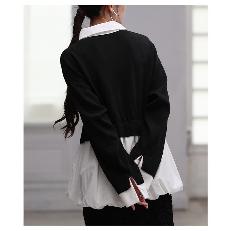 トレンドを抑えたフェイクレイヤードバルーンヘムトップス レディース ファッション | Sawa a la mode | 詳細画像17 