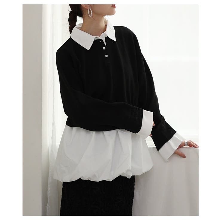 トレンドを抑えたフェイクレイヤードバルーンヘムトップス レディース ファッション | Sawa a la mode | 詳細画像18 