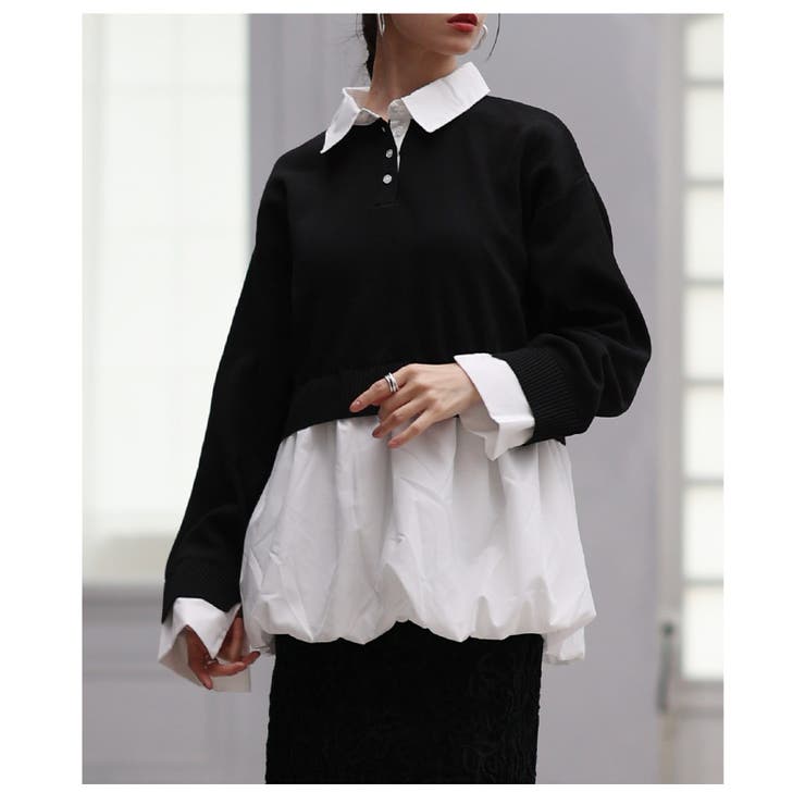 トレンドを抑えたフェイクレイヤードバルーンヘムトップス レディース ファッション | Sawa a la mode | 詳細画像22 